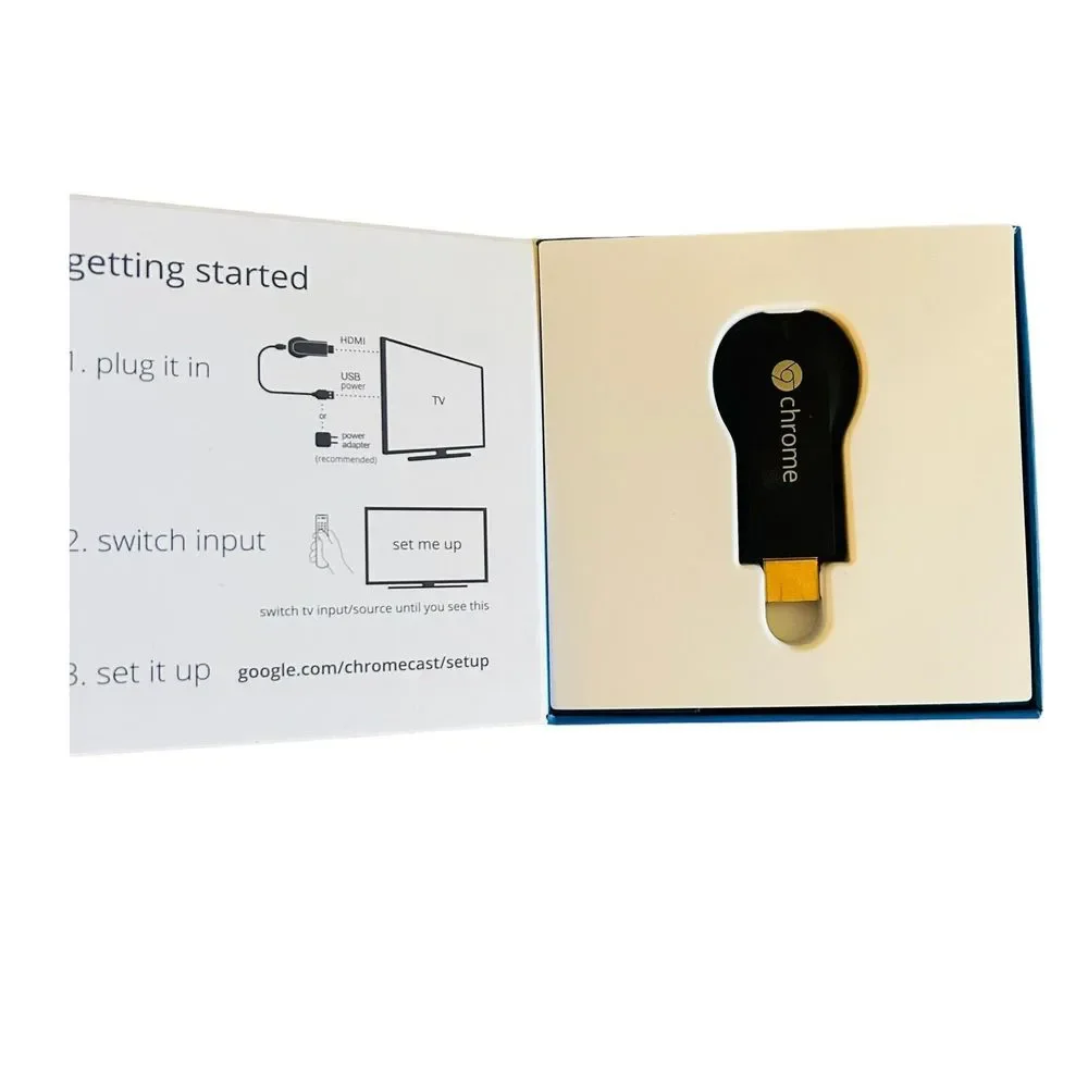 Black Google Chromecast H2G2-42 1st Generation Media Player Complete in Box CIB